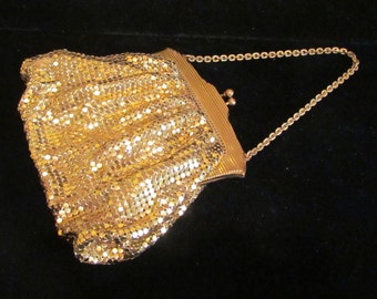Vintage Mesh Purse Gold Mesh Purse Whiting and Davis 1930s Formal Purse Wedding Purse Art Deco Purse Evening Purse Excellent Condition