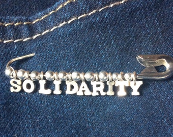 Unity Safety pin - SOLIDARITY Sterling silver charms