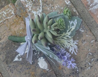 Lavender Succulent Boutonierre