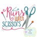 Applique Embroidery Runs with Scissors Sewing Theme Machine Applique Design