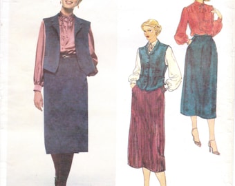 1970s Kasper Vogue Sewing Pattern 1999 Womens Boho Blouse, Vest & Skirt Size 10 Bust 32 1/2 UnCut Vintage Vogue American Designer