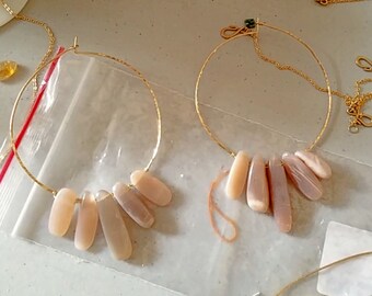 Large moonstone hoop earrings