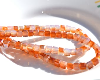 Sun Opal 4mm Faceted 4mm Cube Crystal Beads 20