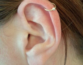 cartilage hoop tragus helix gold earring ball bead filled ring eyebrow yellow ear rose nose catchless sleeper seamless tiny earrings
