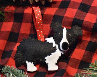 Handmade Felt Border Collie Ornament