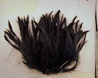 Black feathers Schlappen Dyed rooster tail feathers 5 to 6 inches
