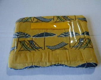 Yellow Beach Chairs and Umbrellas Zipper Pouch with Texting Pocket