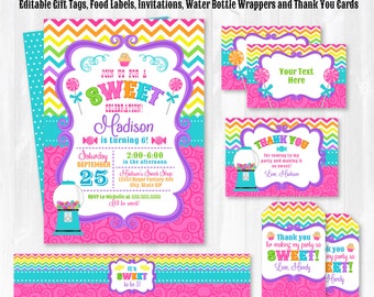 Candyland Invitation - Candy Land Birthday Invitations - Candy Party Invitations - Candyland Party Thank You - INSTANT DOWNLOAD! - Edit NOW!