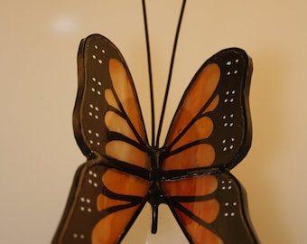 Monarch Butterfly Suncatcher Hand-Painted Stained Glass - Made to Order (MON001)