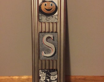 Framed Ohio State "OSU" with letters taken from Columbus
