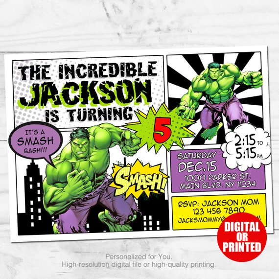 incredible hulk invitation hulk birthday invitation hulk