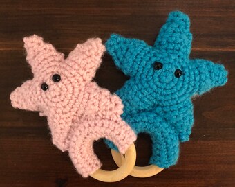 Crochet Starfish Wooden Teether