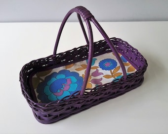 Vintage Wicker Bread Basket - Purple Wicker Basket - Easter Basket - Made In Holland - 1970s