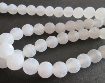 White dragon veins agate round 8 mm 10 beads
