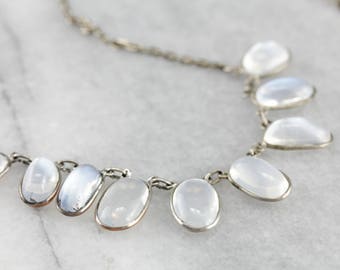 Fine Sri Lankan Moonstone Sterling Silver Necklace 0MT6Q5-P