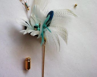 Feather Flower Stick / Lapel Pin - 5871