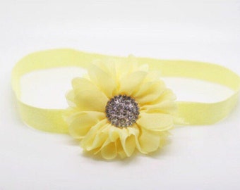 Yellow Headband, Yellow Baby Headband, yellow Flower Headband, yellow Flower Girl Headband, yellow birthday headband,yellow newborn headband