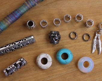 15 Mixed Dread Bead Pack + Silk Thread 5mm Hole (3/16 Inch)