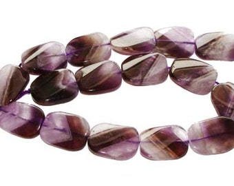 Amethyst Twist Rectangle Gemstone Beads