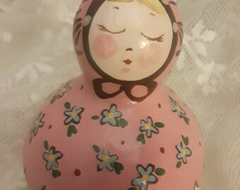 Baby Doll Gourd! Art Doll, Hand Painted Gourd Doll, Home Grown, Gourd Girl, Gourd Gift