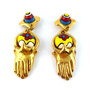 ALEXIS LAHELLEC * Gorgeous rare vintage "Hand" dangling earrings