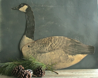 Vintage Waxed Cardboard Canadian Goose Decoy, Mantle Display, Shabby Chic, Farmhouse Decor, Rustic, Primitive