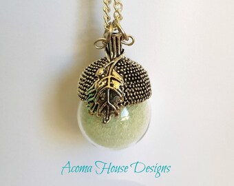 Enchanted Glowing Acorn Woodland Necklace