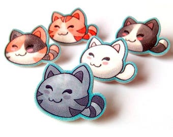 Cat lapel pin, Kawaii cat brooch, Cat lover gifts, Birthday gift, bag's pin