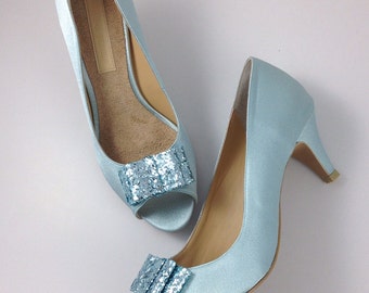 Something Blue Wedding Shoes with Lace Powder Blue Bridal