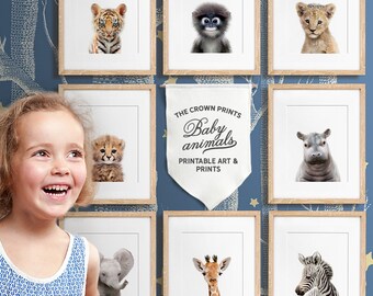 Safari nursery, Baby animal nursery art, PRINTABLE art, African & Asian animals, Safari animals, Safari animal prints, Nursery wall decor