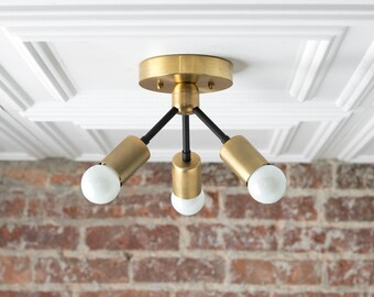 Geometric Metal Lamp - Ceiling Light Gold - Minimalist Lamp - Industrial Ceiling Fixture - Accent Light - Flush Mount