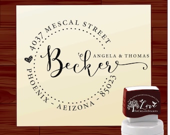 Calligraphy Address Stamp / Tampon Adresse, Tampon Encreur / Personalized Stamp SELF INKING / Return Address Stamp / Custom Name Stamp 1162D