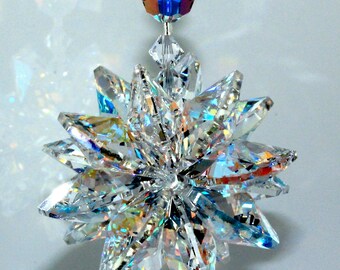 Suncatcher m/w Swarovski® The ORIGINAL 16 Octagon SUPER STAR Burst 20mm Clear 18mm Aurora Borealis, Pearl Place N More
