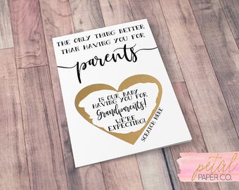 Scratch Off Card Pregnancy Reveal to Parents - Pregnancy Announcement - New Grandparents - grandparents to be - only thing better card