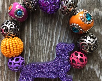 Dachshund Bracelet Grape Swirl