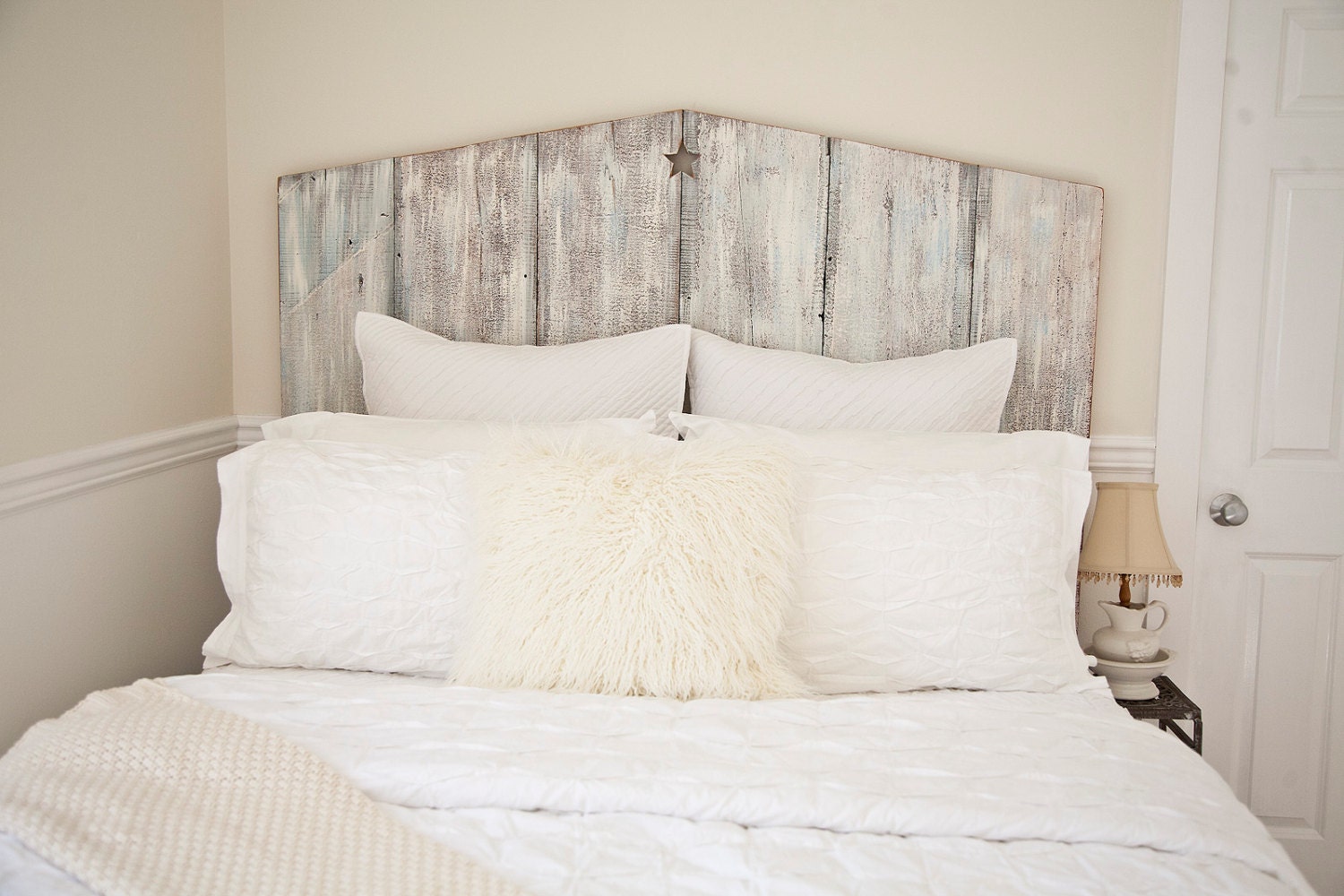 Full Tricia Reclaimed wood beach Cottage chic Headboard