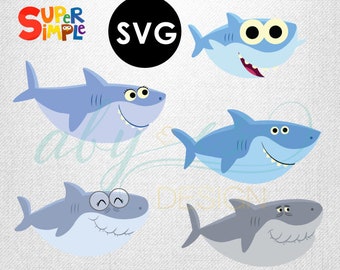 Baby shark SVG simple song baby shark daddy shark mommy shark grandma shark grandpa shark SVG files cut files, vector.
