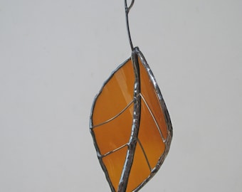Brown Beech Leaf - Upcycled Stained Glass Suncatcher