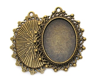 Cabochon Settings : 10 Antique Bronze 18mm x 25mm Pendant Settings | Bezels | Cameo Settings -- 15289.H4J