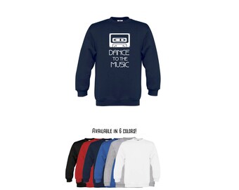 Dance to the music, dance sweater, music sweater, retro kids sweater, cassette deck sweater, kids cassette, vintage cassette deck, kid music