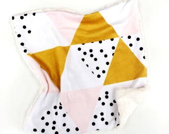 Geometric Baby Blanket, Geometric Lovey, Minky Baby Blanket, Baby Girl, Modern Baby Blanket