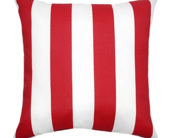 Red Outdoor Pillows, Striped Decorative Outdoor Pillows, Red Outdoor Throw Pillows, Patio Pillows, Patio Decor, Red and White Pillow Covers