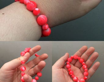 Neon Orange Splash Beaded Bracelet