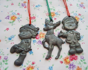 Metal Pekochan and Pokochan WindChime.70s.Christmas.Super Rare