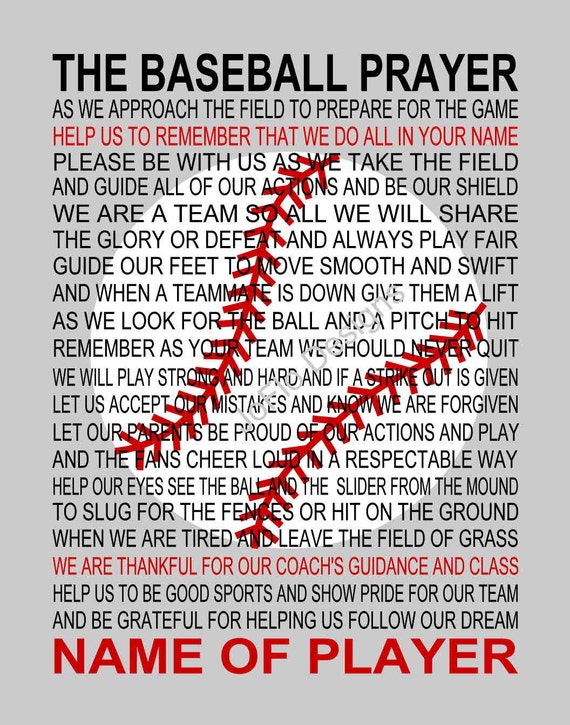 The Baseball Prayer 2 personalized with Baseball Baseball