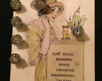 Vintage Buttons - Rhinestones Set in Silver Metal