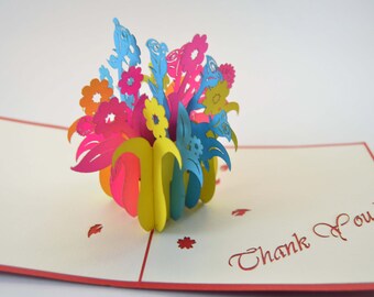 3D Cards - Thank You Card - Flower Box Card - Pop Up Card - 3D Thank You Card