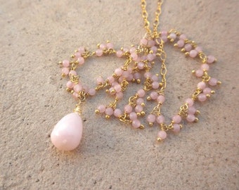 Pink Opal Gold Filled Necklace October Birthstone, Opal Necklace, Birthstone Necklace, Pink Necklace