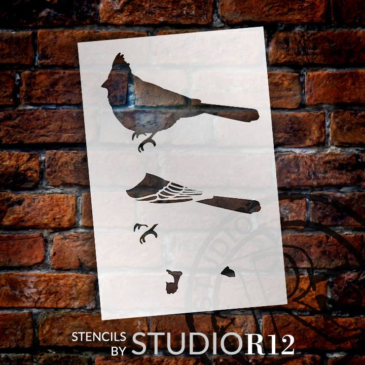 Download Cardinal Layered Bird Art Stencil Profile 6 x