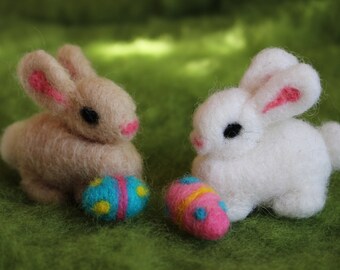 Easter Bunny, Needle Felted Bunny, Bunny with Easter Egg, Handmade, Waldorf Inspired